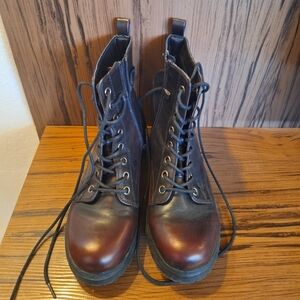 Red-Brown Vegan Combat Boots